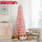 Costway 5/6/7/8 FT Artificial Pink Christmas Tree with 328/460/635/1000 Branch Tips Folding Metal Stand
